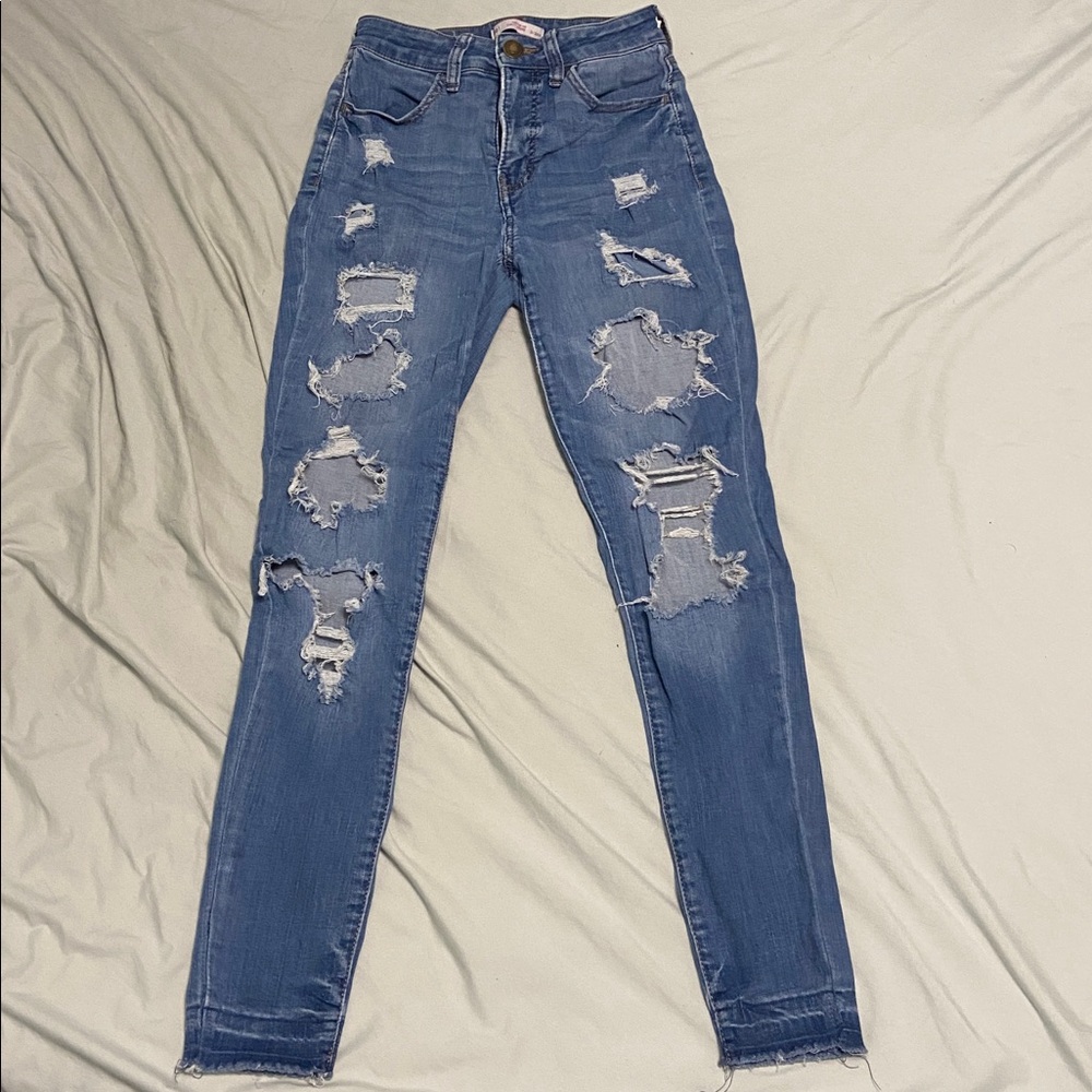 Distressed Blue Jeans